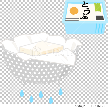 笊で水切りしている豆腐 115746125
