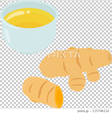 湯呑みに注いだウコン茶 115746132