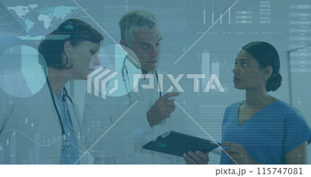 Image of data processing over diverse doctors Image of data processing over diverse doctors 115747081