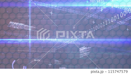 Image of shapes over data processing and light trails on white background Image of shapes over data processing and light trails on white background 115747579