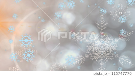 Image of light spots over snow falling Image of light spots over snow falling 115747770