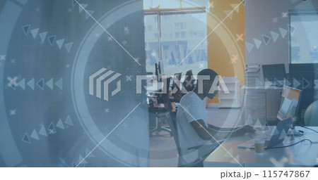Image of scope scanning over african american businessman Image of scope scanning over african american businessman 115747867