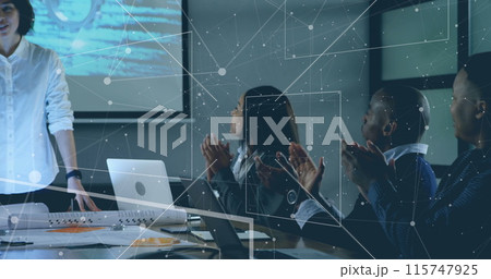 Image of data processing over diverse business people Image of data processing over diverse business people 115747925