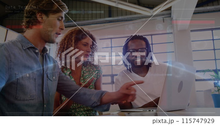 Image of network of connections with data over business people Image of network of connections with data over business people 115747929
