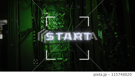 Image of start text and data processing over computer servers 115748020