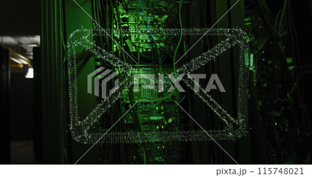 Image of connections with icons and data processing over computer servers 115748021