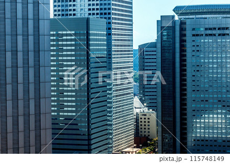 Skyscrapers above the cityscape of Shinjuku, Tokyo 115748149