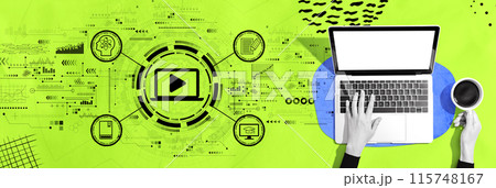 Webinar concept with person using a laptop 115748167