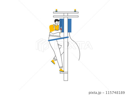 Lighting and Electricity Vector Illustration featuring a Light Bulb, Lamp, and Energy Maintenance Service Panel Cabinet for Technician Electrical Work 115748189