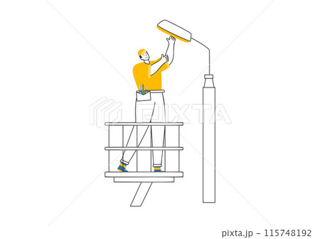 Lighting and Electricity Vector Illustration featuring a Light Bulb, Lamp, and Energy Maintenance Service Panel Cabinet for Technician Electrical Work 115748192