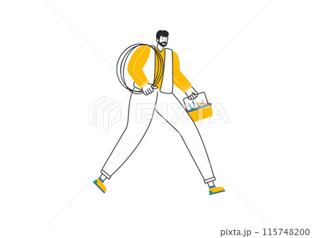 Lighting and Electricity Vector Illustration featuring a Light Bulb, Lamp, and Energy Maintenance Service Panel Cabinet for Technician Electrical Work 115748200