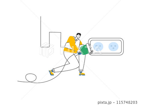 Lighting and Electricity Vector Illustration featuring a Light Bulb, Lamp, and Energy Maintenance Service Panel Cabinet for Technician Electrical Work 115748203