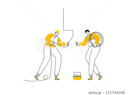 Lighting and Electricity Vector Illustration featuring a Light Bulb, Lamp, and Energy Maintenance Service Panel Cabinet for Technician Electrical Work 115748208