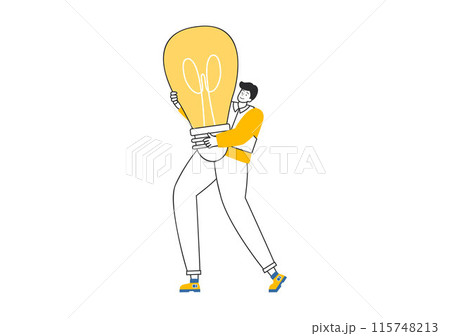 Lighting and Electricity Vector Illustration featuring a Light Bulb, Lamp, and Energy Maintenance Service Panel Cabinet for Technician Electrical Work 115748213