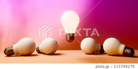 One out unique idea light bulb - 3D 115748279