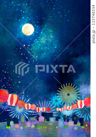 夏の夜空に輝く花火 背景素材 夏の夜空に輝く花火 背景素材 115748334