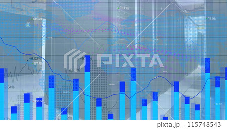 Image of financial data processing over server room Image of financial data processing over server room 115748543