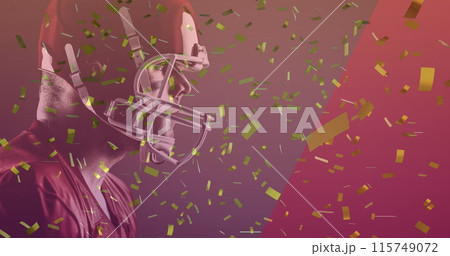Image of confetti over american football player Image of confetti over american football player 115749072