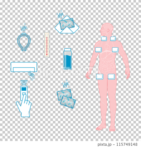 人体図と保冷剤のイラストセット 115749148