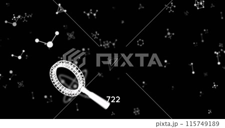Image of icons over molecules on black background 115749189