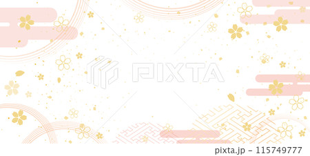 和柄の背景と赤い和柄 115749777