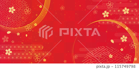 和柄の背景と赤い和柄 115749798