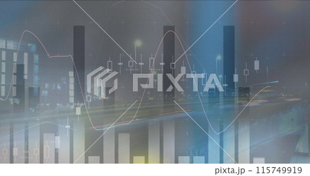 Image of statistical data processing against night city traffic 115749919