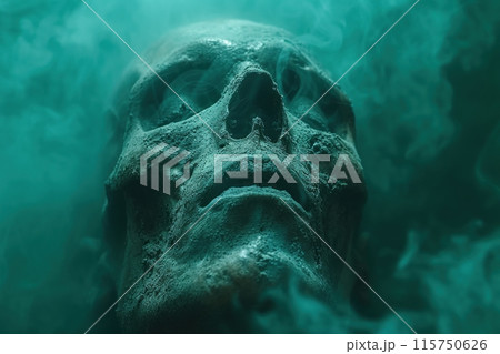 living skull in green smoke living skull in green smoke 115750626