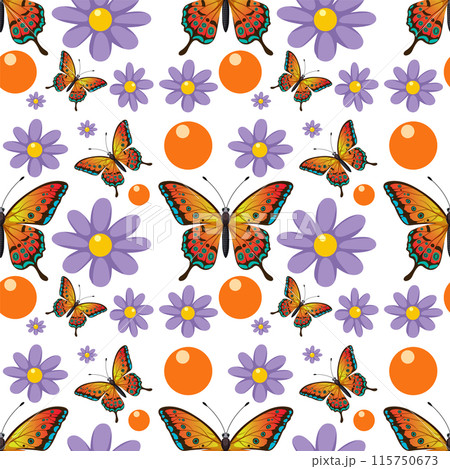 Butterflies and Flowers Seamless Pattern Butterflies and Flowers Seamless Pattern 115750673