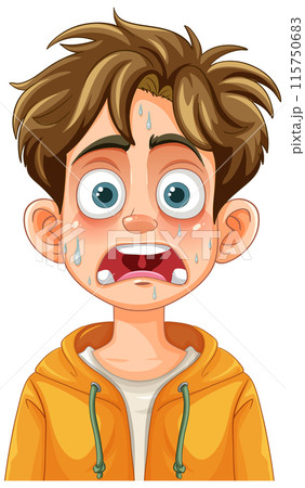 Surprised Boy with Sweaty Face Surprised Boy with Sweaty Face 115750683