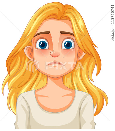 Worried Girl with Blonde Hair 115750741