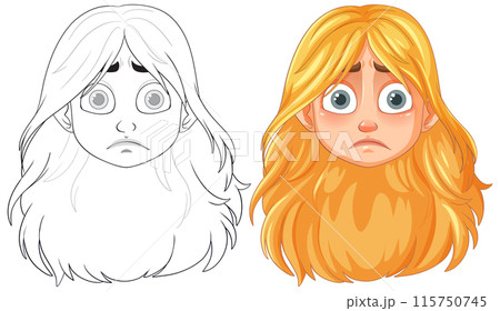 Worried Girl with Long Hair 115750745