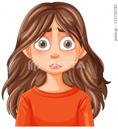 Worried Girl with Brown Hair 115750787