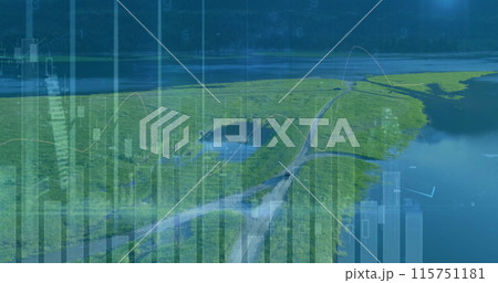 Image of data processing over landscape 115751181