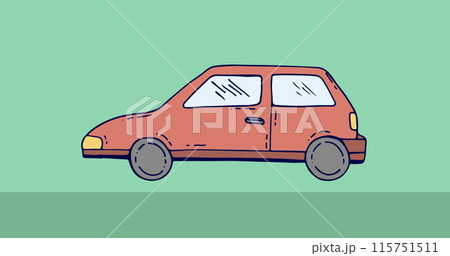 Image of car passing through light green background with copy space 115751511