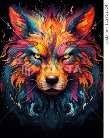 multi-colored wolf 115751524