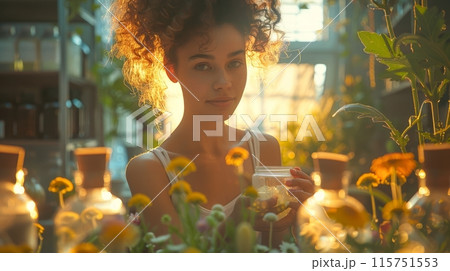 woman making natural cosmetics 115751553