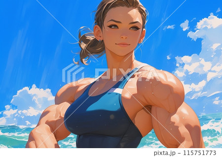 female bodybuilder outdoors female bodybuilder outdoors 115751773