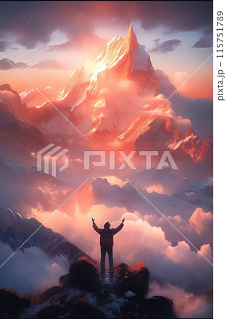 tourist on top of mountain tourist on top of mountain 115751789