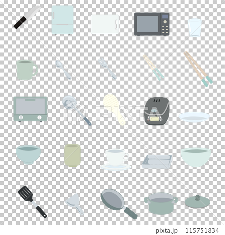 廚房用具簡單插畫集（同色線） 115751834