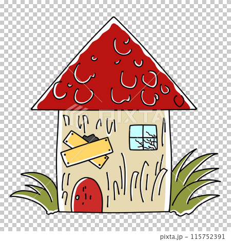 ゆるめシンプルなボロボロの家 ベタ塗り ゆるめシンプルなボロボロの家 ベタ塗り 115752391