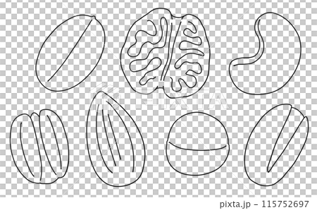 ゆるめシンプルナッツセット 線画 ゆるめシンプルナッツセット 線画 115752697