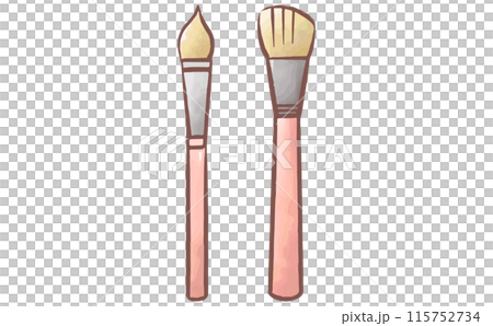 シンプルなメイクブラシとチークブラシのセットイラスト シンプルなメイクブラシとチークブラシのセットイラスト 115752734