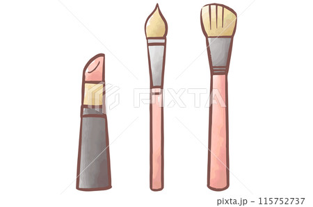 口紅とメイクブラシとチークブラシのベクターイラストセット 115752737