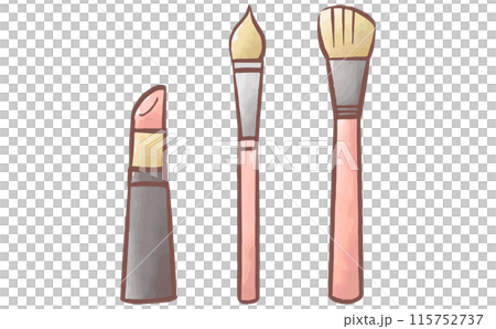口紅とメイクブラシとチークブラシのベクターイラストセット 115752737