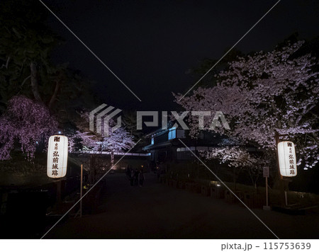 【青森】弘前公園の満開の桜ライトアップ 【青森】弘前公園の満開の桜ライトアップ 115753639