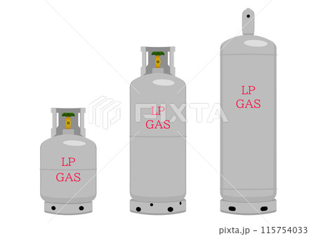 3タイプのプロパンガス(LPG)ボンベ 3タイプのプロパンガス(LPG)ボンベ 115754033