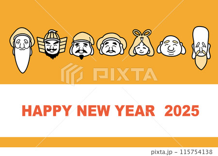 2025年　巳年　ポップな七福神の年賀状 115754138