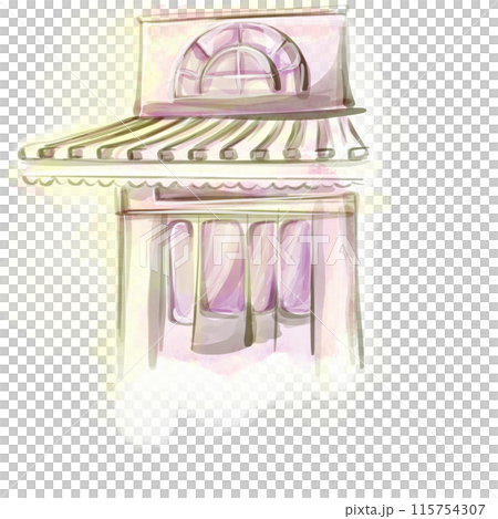 Paris outdoor cafe. Watercolor hand painted house. For print, poster, postcard, illustration, invitation, greeting card, packaging design, element design, stickers 115754307