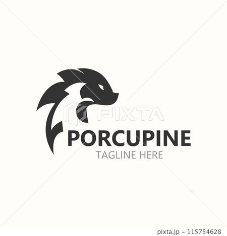 Porcupine logo design. animal vintage minimalist logo Hedgehog modern template Porcupine logo design. animal vintage minimalist logo Hedgehog modern template 115754628